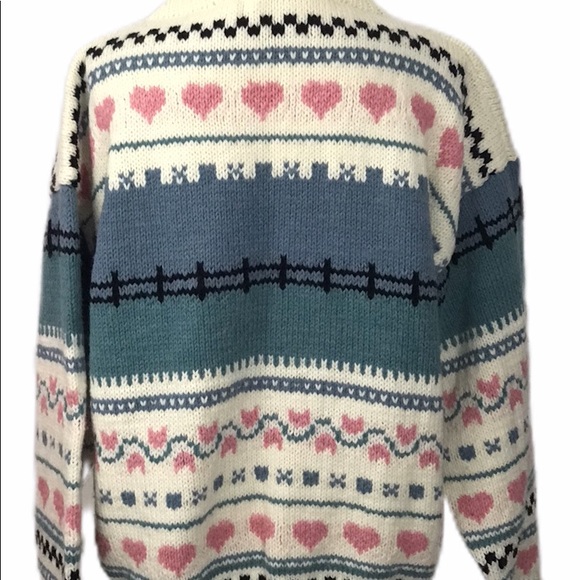 vintage Handmade Sheep Farm Heart Folk Art Sweater - Picture 5 of 6